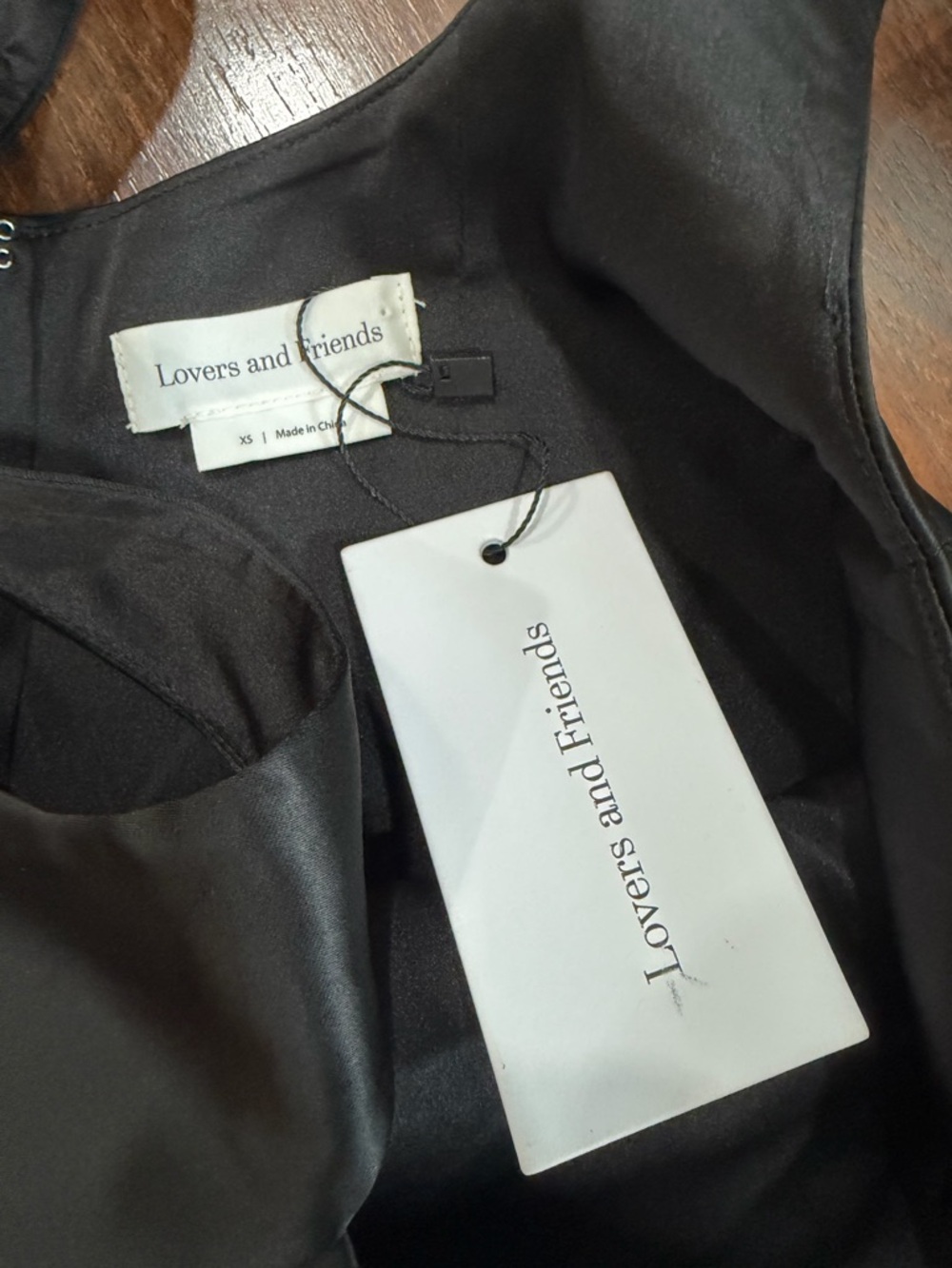 NWT Lovers and Friends CARPENTER Satin MINI black DRESS Sz XS - Picture 11 of 11